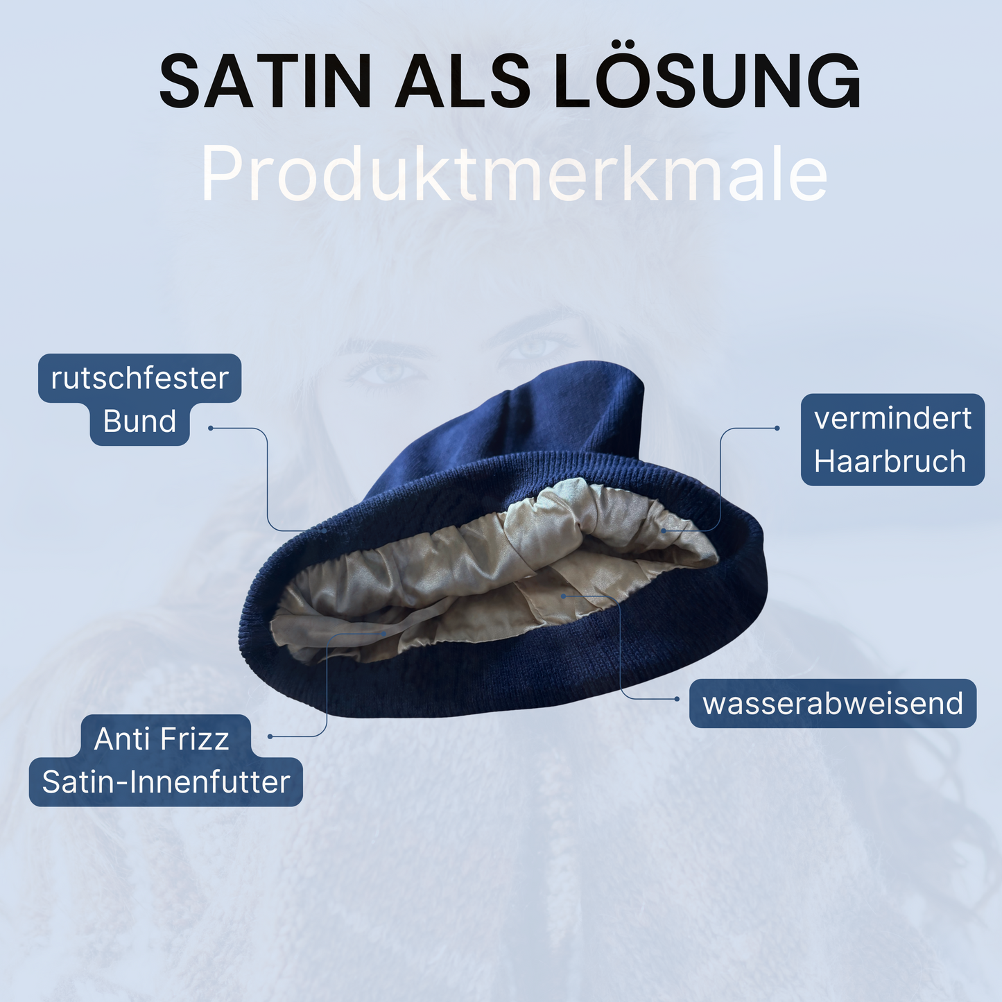 Sleeky Beanie - Anti-Frizz Strick-Wintermütze
