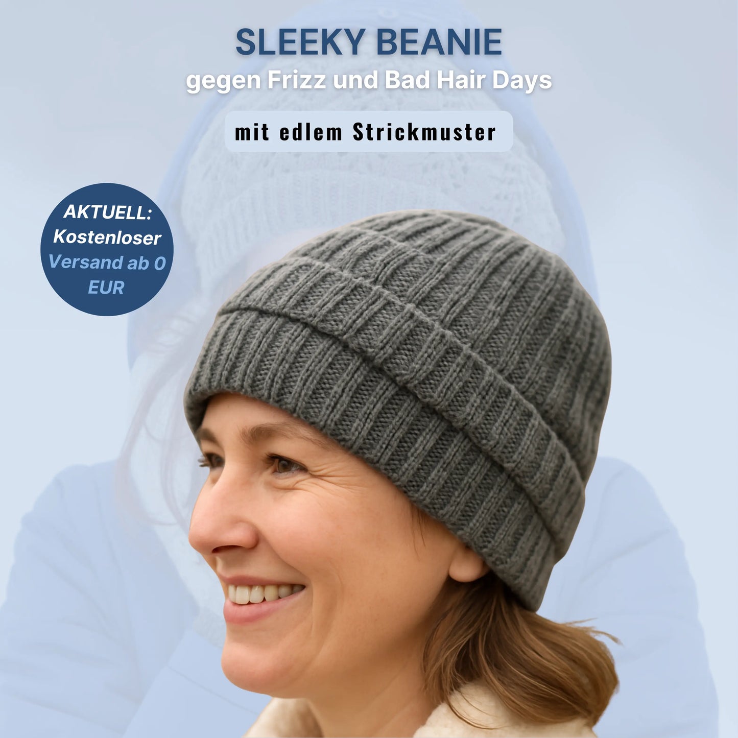 Sleeky Beanie - Anti-Frizz Strick-Wintermütze